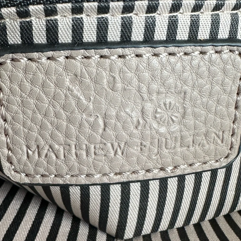 Mathew + Julian || beige EUC satchel / cross body Gold Accents